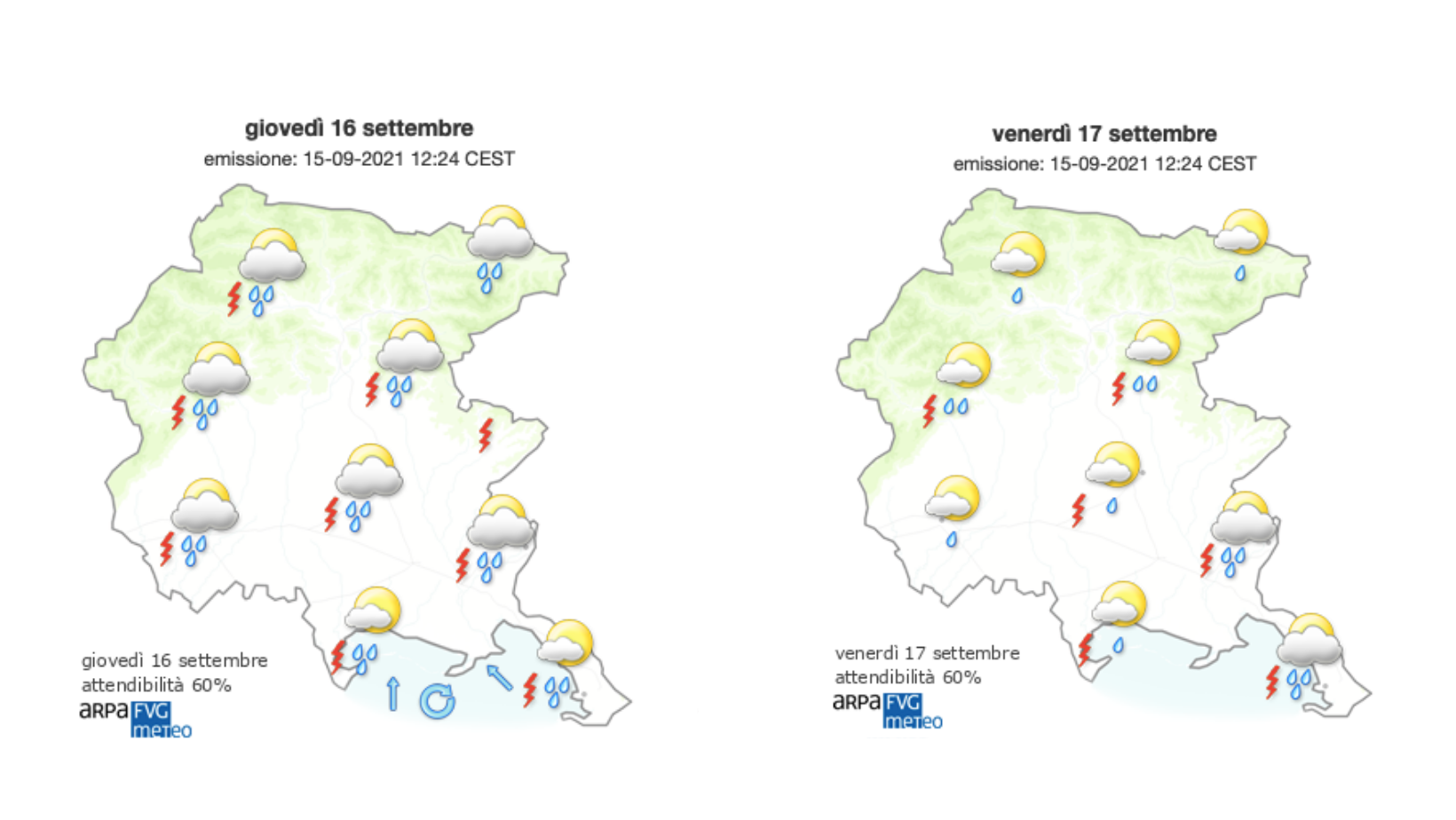 L'anticiclone caldo si sposta sui Balcani, arriva maltempo sul Goriziano